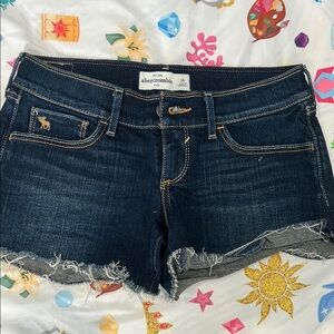 Kids Abercrombie & Fitch Blue Jean Shorts Distressed Frayed Hem